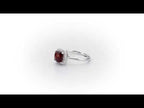 Garnet Ring 7x7mm Cushion Garnet 0.15ct Diamonds 18K White Gold