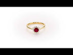Ruby Ring 5mm Round Ruby & 0.18ct Diamond Halo in 18K Yellow Gold
