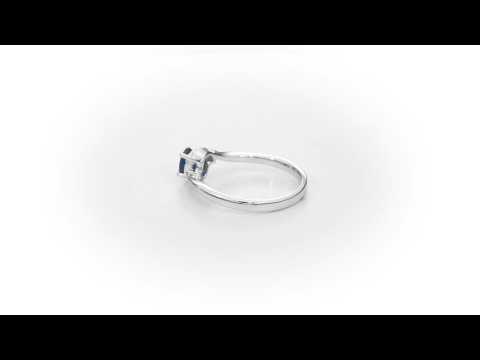 Sapphire Ring 4x5mm Blue Sapphire & 0.03ct Diamonds in 18K White Gold