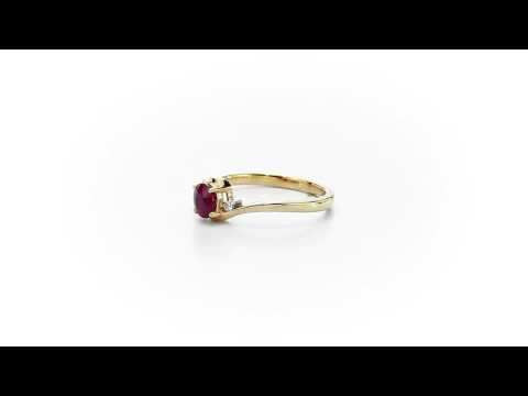 Ruby Ring 4x5mm Oval Ruby & 0.03ct Diamonds in 18K Yellow Gold