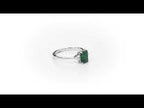 Emerald Ring 5x7mm Octagon Emerald & 0.10ct Diamonds 18K White Gold