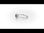 Sapphire Ring 5mm Blue Sapphire & 0.18ct Diamond Halo 18K White Gold
