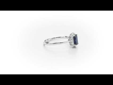 Sapphire Ring 5x7mm Sapphire & 0.21ct Diamonds in 18K White Gold