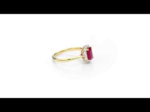 Ruby Ring 5x7mm Ruby & 0.21ct Diamonds in 18K Yellow Gold