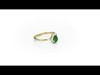 Emerald Ring 4x6mm Pear Emerald & 0.13ct Diamonds in 18K Yellow Gold
