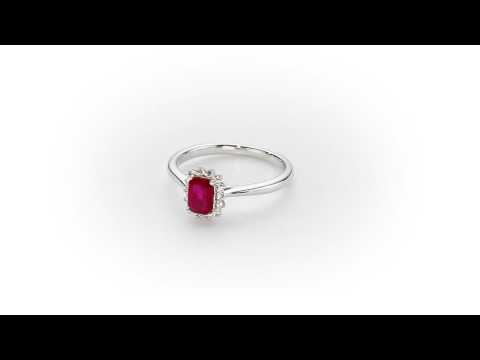 Ruby Ring 4x6mm Ruby & 0.14ct Diamonds in 18K White Gold