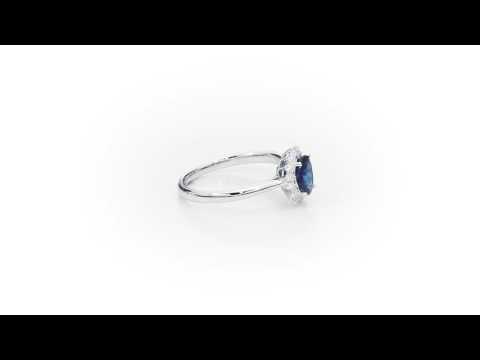 Sapphire Ring 5x7mm Oval Sapphire & 0.21ct Diamonds in 18K White Gold