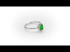 Emerald Ring 4x6mm Emerald & 0.14ct Diamonds in 18K White Gold