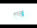 Emerald Cut 3.70ct Blue Topaz & Diamond Ring in 18K White Gold