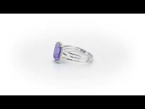Emerald Cut 2.70ct Amethyst & Diamond Ring in 18K White Gold