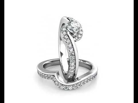 Twirl Diamond Cluster Engagement Ring 0.40ct Diamond in 18K White Gold