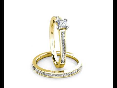 Square Princess Diamond Cluster Engagement Ring 0.30ct Diamonds 18K Yellow Gold