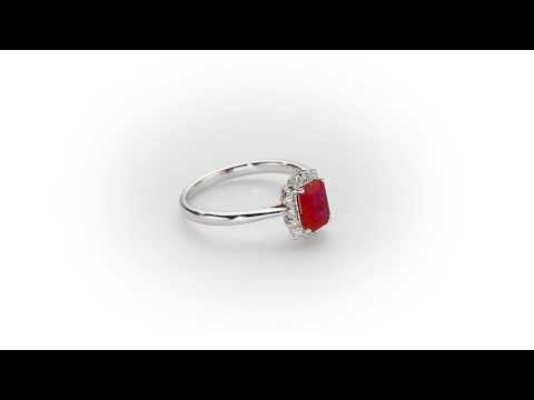Ruby Ring 5x7mm Ruby & 0.21ct Diamonds in 18K White Gold