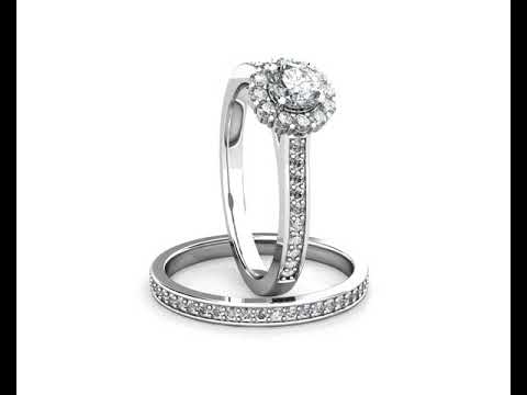 Halo Diamond Cluster Engagement Ring 0.40ct Diamonds in 18K White Gold