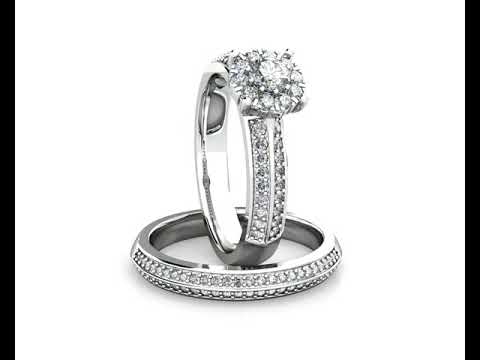 Glamour Diamond Cluster Engagement Ring 0.50ct Diamonds in 18K White Gold