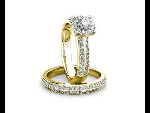 Glamour Diamond Cluster Engagement Ring 0.50ct Diamonds in 18K Yellow Gold