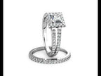 Princess Halo Diamond Cluster Engagement Ring 0.50ct Diamonds in 18K White Gold