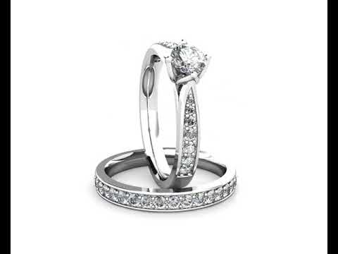 Crown Diamond Cluster Engagement Ring 0.40ct Diamonds in 18K White Gold