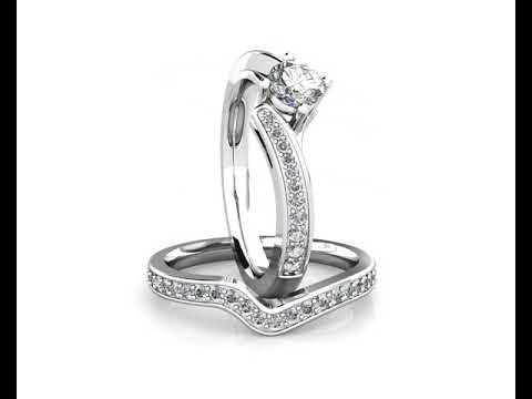 Twist Diamond Cluster Engagement Ring 0.40ct Diamonds in 18K White Gold