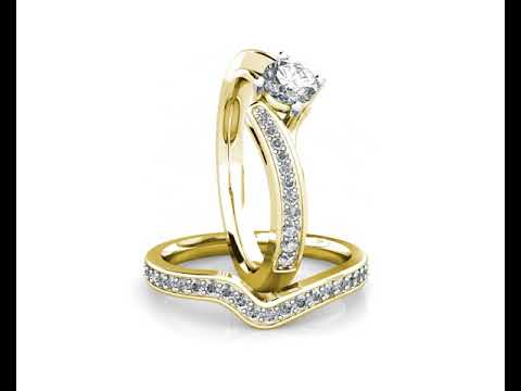 Twist Diamond Cluster Engagement Ring 0.40ct Diamonds in 18K Yellow Gold