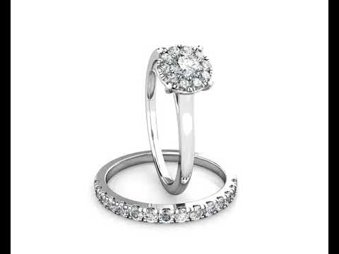Miracle Diamond Cluster Engagement Ring 0.30ct Diamonds in 18K White Gold