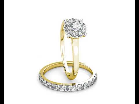 Miracle Diamond Cluster Engagement Ring 0.30ct Diamonds in 18K Yellow Gold