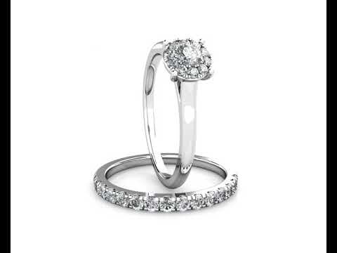 Miracle Diamond Cluster Engagement Ring 0.20ct Diamonds in 18K White Gold