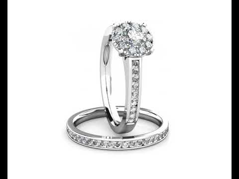 Elegance Diamond Cluster Engagement Ring 0.50ct Diamonds in 18K White Gold