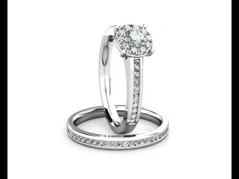 Elegance Cluster Engagement Ring 0.40ct Diamonds in 18K White Gold