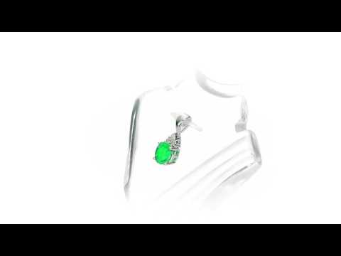 Emerald Pendant Necklace with 0.06ct Diamonds 9K White Gold
