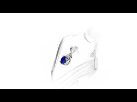 Sapphire Pendant Necklace with 0.06ct Diamonds 9K White Gold