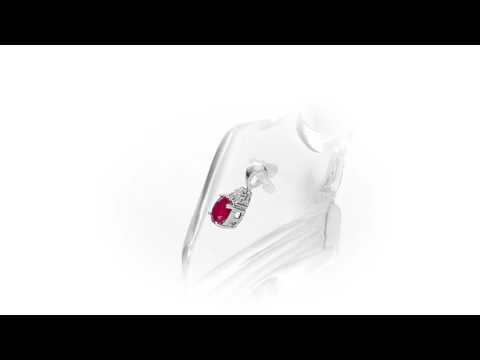 Ruby Pendant Necklace with 0.06ct Diamonds 9K White Gold