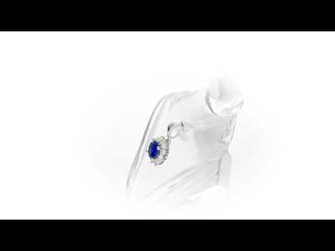 Sapphire Pendant Necklace with 0.17ct Diamonds 9K White Gold