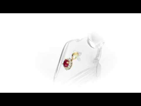 Ruby Pendant Necklace with 0.17ct Diamonds 9K Yellow Gold