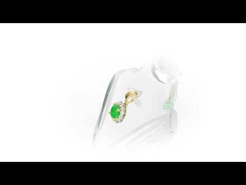 Emerald Pendant Necklace with 0.17ct Diamonds 9K Yellow Gold