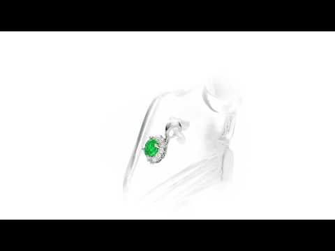 Emerald Pendant Necklace with 0.17ct Diamonds 9K White Gold