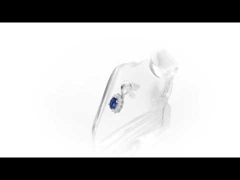 Sapphire Pendant Necklace with 0.12ct Diamonds 9K White Gold