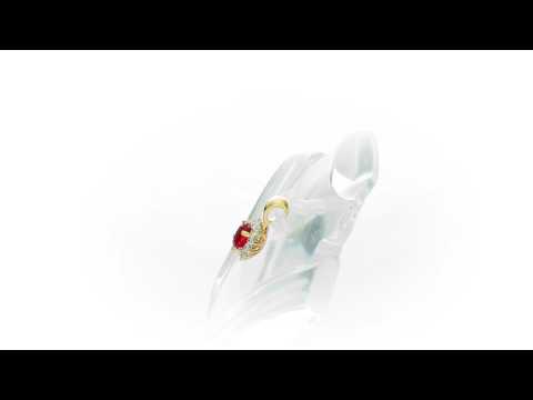 Ruby Pendant Necklace with 0.12ct Diamonds 9K Yellow Gold