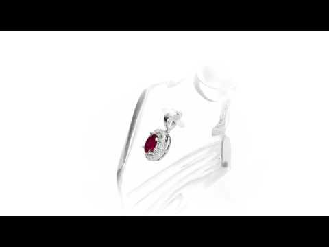 Ruby Pendant Necklace with 0.14ct Diamonds 18K White Gold