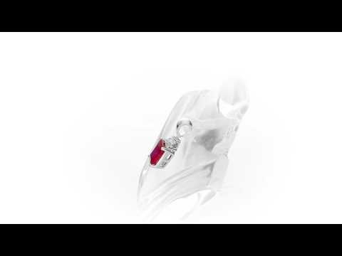 Ruby Pendant Necklace with 0.06ct Diamonds 18K White Gold