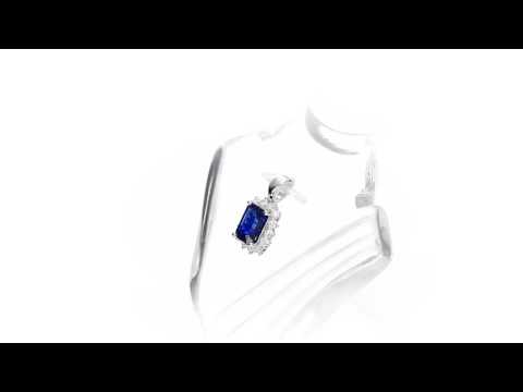 Sapphire Pendant Necklace with 0.22ct Diamonds 18K White Gold