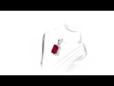 Ruby Pendant Necklace with 0.22ct Diamonds 18K White Gold