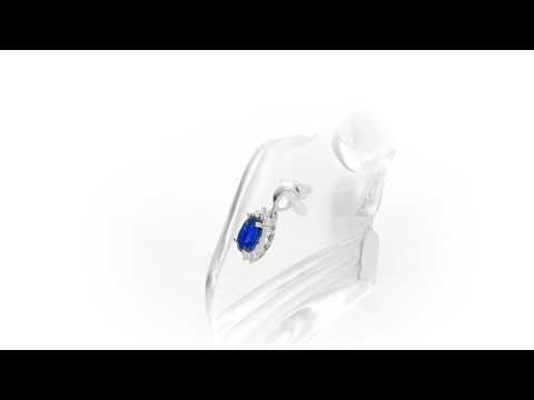 Sapphire Pendant Necklace with 0.21ct Diamonds 18K White Gold