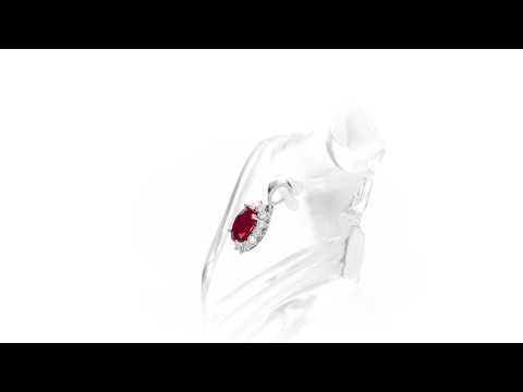 Ruby Pendant Necklace with 0.21ct Diamonds 18K White Gold