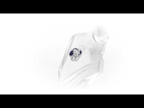 Sapphire Pendant Necklace 4mm Round Sapphire 9K White Gold