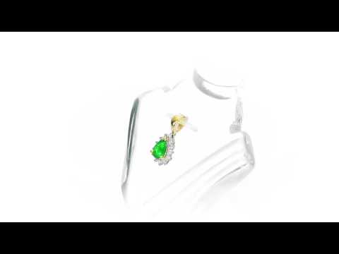 Emerald Pendant Necklace with 0.13ct Diamonds 9K Yellow Gold