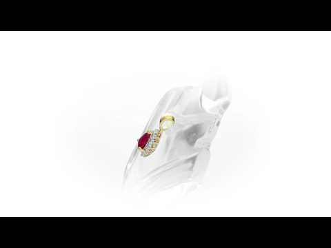 Ruby Pendant Necklace with 0.13ct Diamonds 9K Yellow Gold