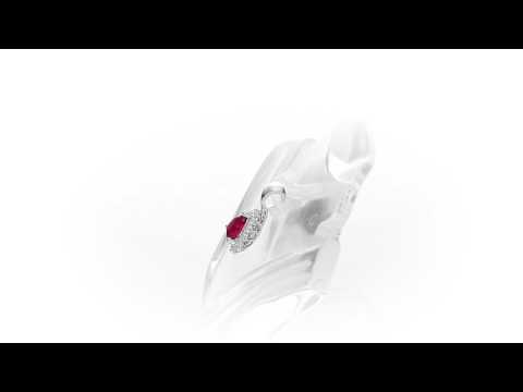 Ruby Pendant Necklace with 0.13ct Diamonds 9K White Gold
