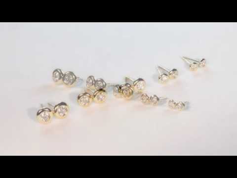 Diamond Stud Earrings 0.50ct Bezel Set Studs 9K White Gold-G/HSI