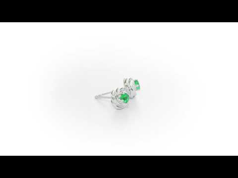 Knot Emerald Earrings 3.3mm Round Emerald in 9K White Gold
